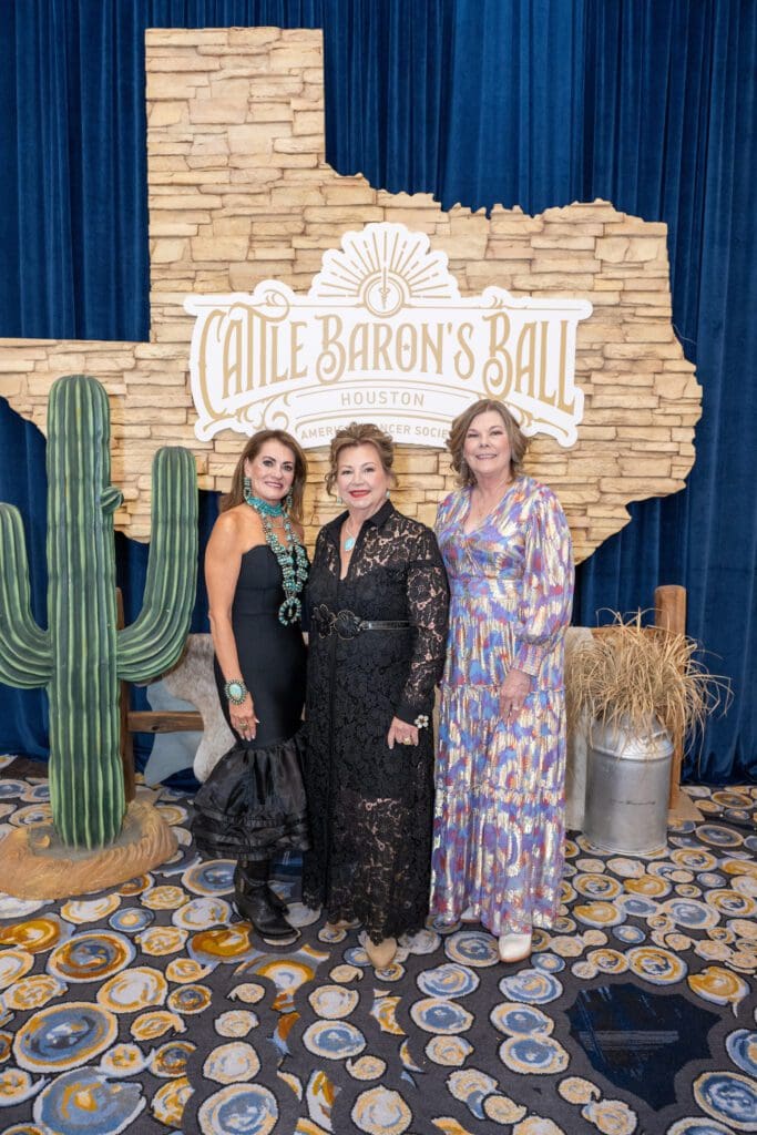Houston Cattle Baron's Ball chairs Laurel Bashaw, Robin Klaes, Debbie Hance lead the night to $1.5 million in proceeds. (Photo by Jacob Power)