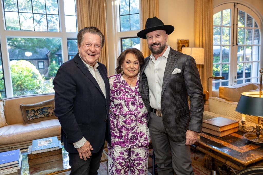 Bill Stubbs, Rose Cullen, Tony Bradfield at the Lynn Wyatt book party (Photo by Jenny Antill)