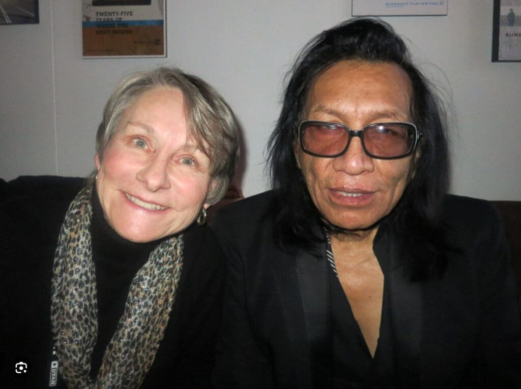 Columnist  and reviewer Jane Howze, and Sixto Rodriguez, subject of the Academy Award winning documentary, “Searching for Sugarman” photographed in 2011 after the film’s premiere. (Photo by John M. Mann) 