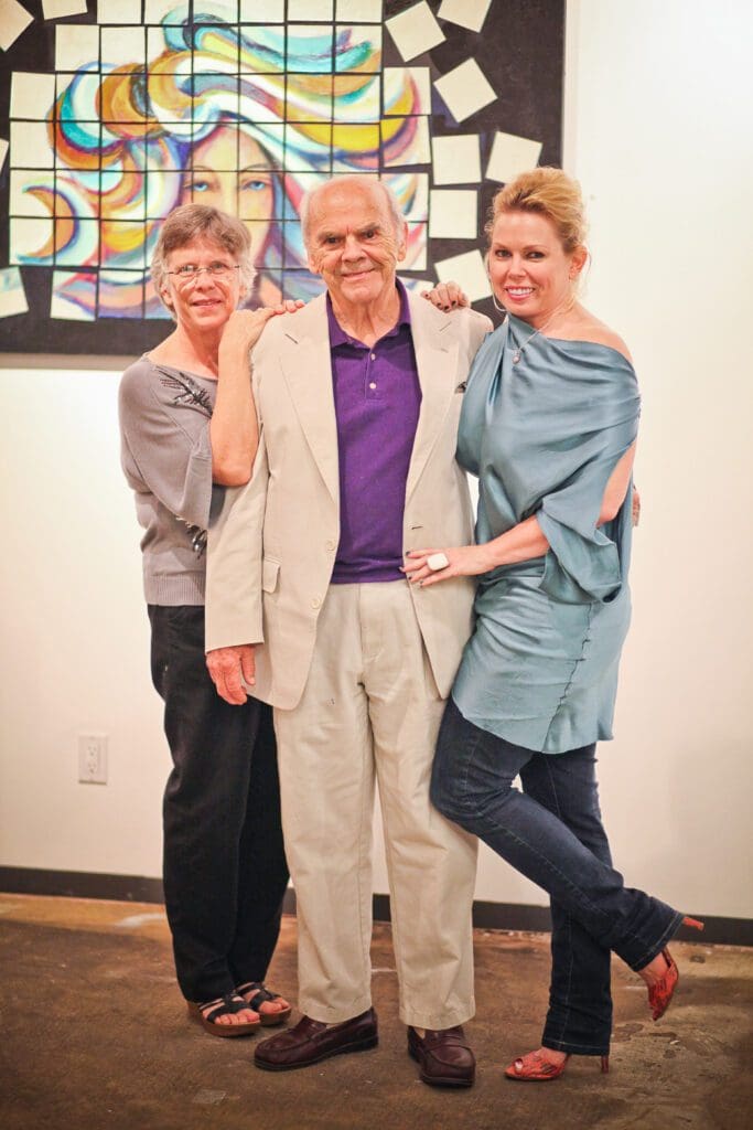 The artist's partner Linda Wiley, David Adickes, and his representative Tammy Dowe, at Adickes Studio, Houston