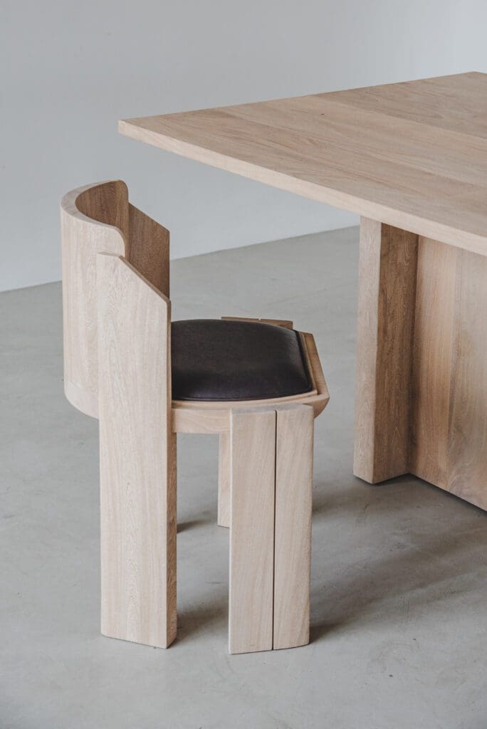 Studio Bronco's debut furniture offering is a sleek dining chair. Crafted by skilled artisans in central Mexico with Mexican oak and saddle leather, the dining chair showcases everything that Studio Bronco represents. (Photo by Oscar Hernández)