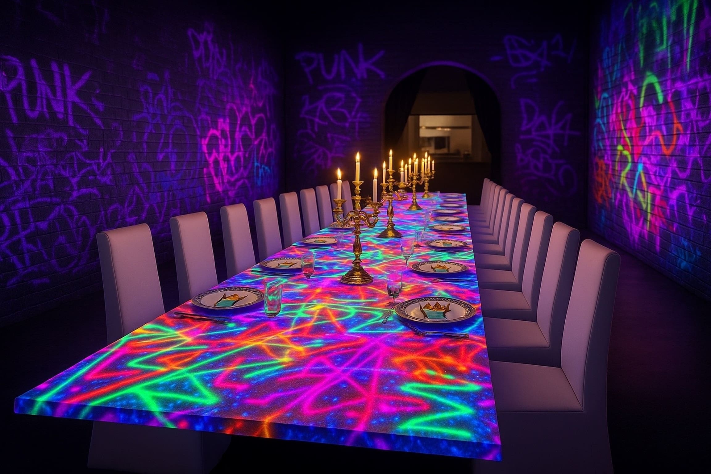 Punk Noir Communal Dining Room Rendering