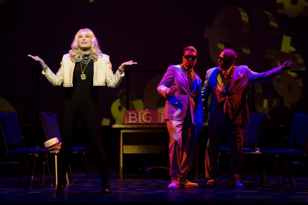 Marty Lundstrom as Betty Big Bad, Allen Karger as Dewey and Mark Goldberg as Howe in Night Court's "Law’s Anatomy: The Juris Doctor Will See You Now" (Photo by Ricornel Productions)