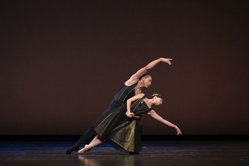 Houston Ballet Principals Karina González and Harper Watters in Stanton Welch’s "Vi et Animo" (Photo by Alana Campbell. Courtesy Houston Ballet.)