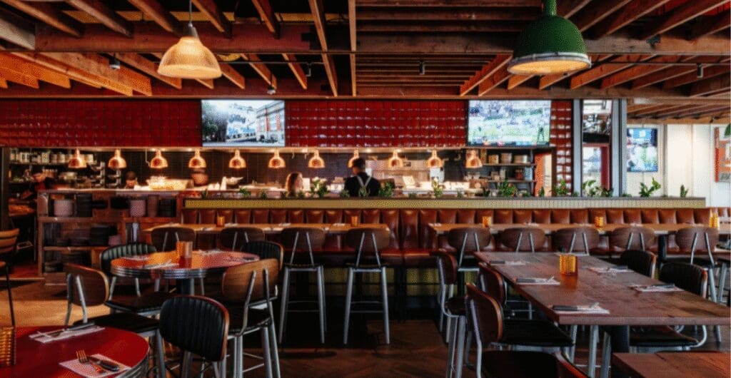 Local Public Eatery is an easy choice for Super Bowl Sunday, with communal tables, an open kitchen and plenty of screens. (Photo courtesy Local Public Eatery)
