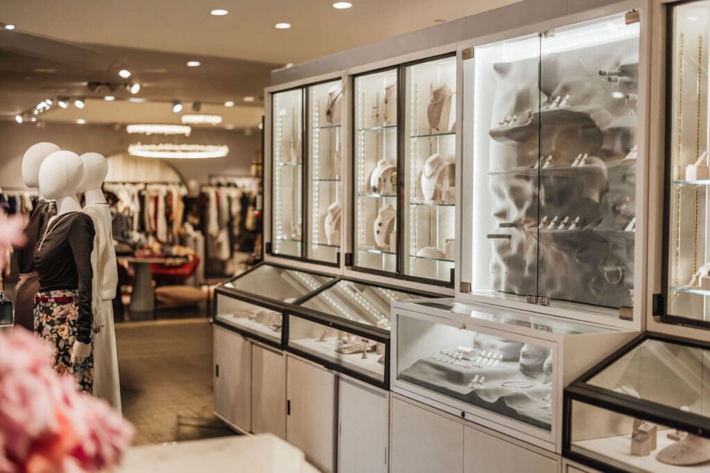 MARKET launched its newest venture, a a fine jewelry residency program with celebrity-favorite jeweler Spinelli Kilcollin. As part of its one-year residency, Spinelli Kilcollin pieces now live in a branded case that takes center stage in MARKET’s new fine jewelry department. (Photo by Chase Hall)