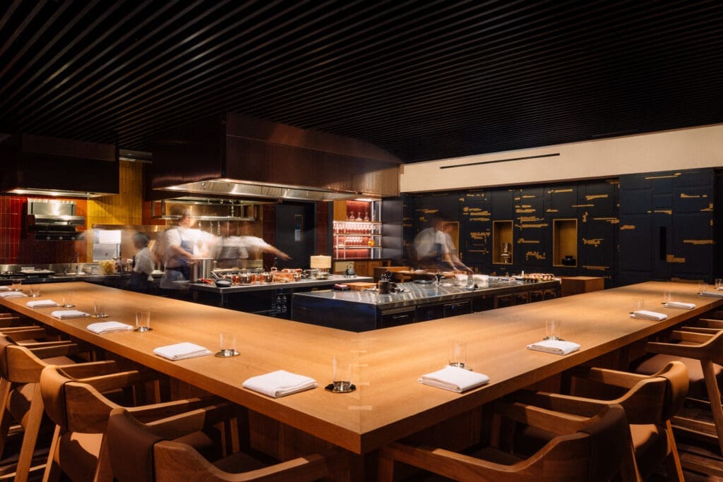 Guests of FZN then move downstairs for dinner service in the magnificent open kitchen. (Photo by Atlantis, The Palm and Atlantis The Royal)