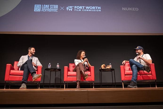 Filmmakers and guests gather during a 2024 panel at the Lone Star Film Festival, presented in partnership with the Fort Worth Film Commission. (Courtesy)