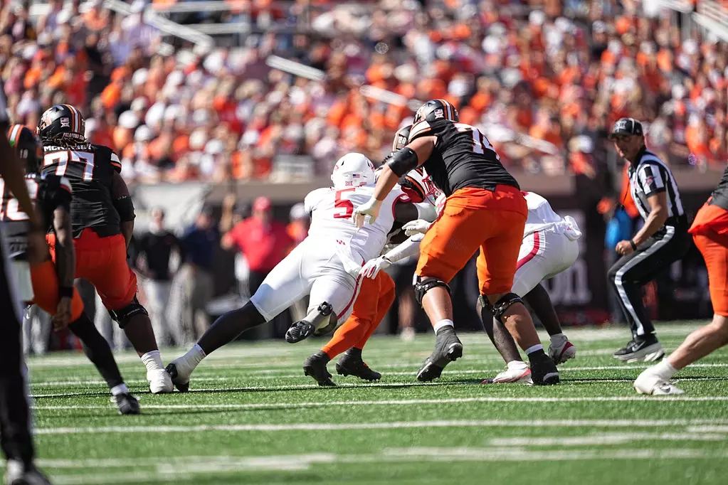Nose tackle Carlos Allen is changing games for Willie Fritz's University of Houston team. (Courtesy UH Athletics)