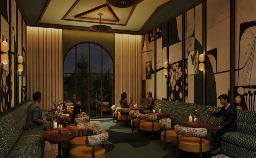 A flex room in Houston's 55 Seventy private wine and social club (Photo by (Renderings courtesy of Gin Design Group))