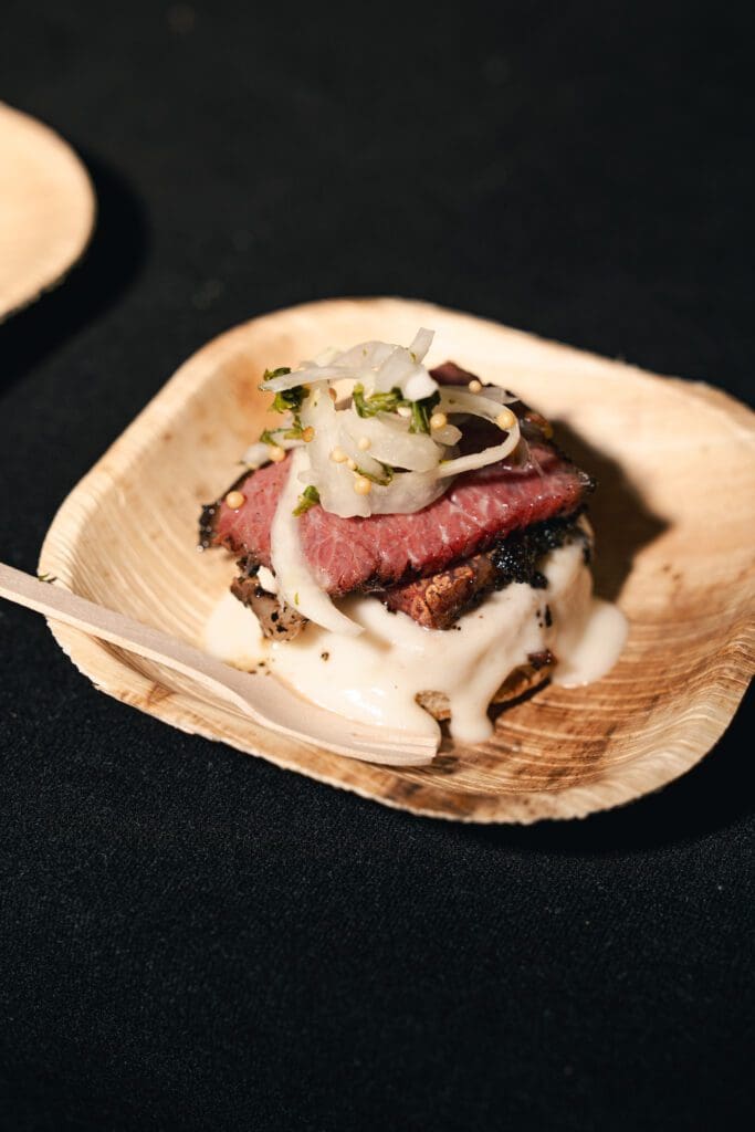 Smoked Japanese Wagyu Rib Pastrami on Rye Biscuit by chef Michelle Wallace (Photo by Michael Anthony)