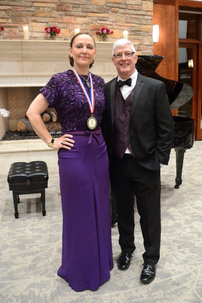Pianist Petronel Malan, the featured performer at Young Texas Artists' Classic Cabaret, and master of ceremonies St. John Flynn, a writer, speaker, podcaster and arts and culture consultant. (Photo by David Hopper)

