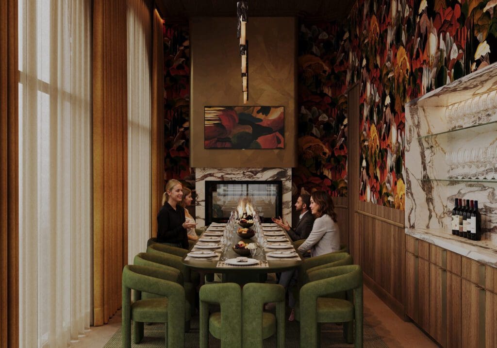 Members have a number of options for entertaining at Houston's 55 Seventy private wine and social club including a private dining room. (Photo by (Renderings courtesy of Gin Design Group))
