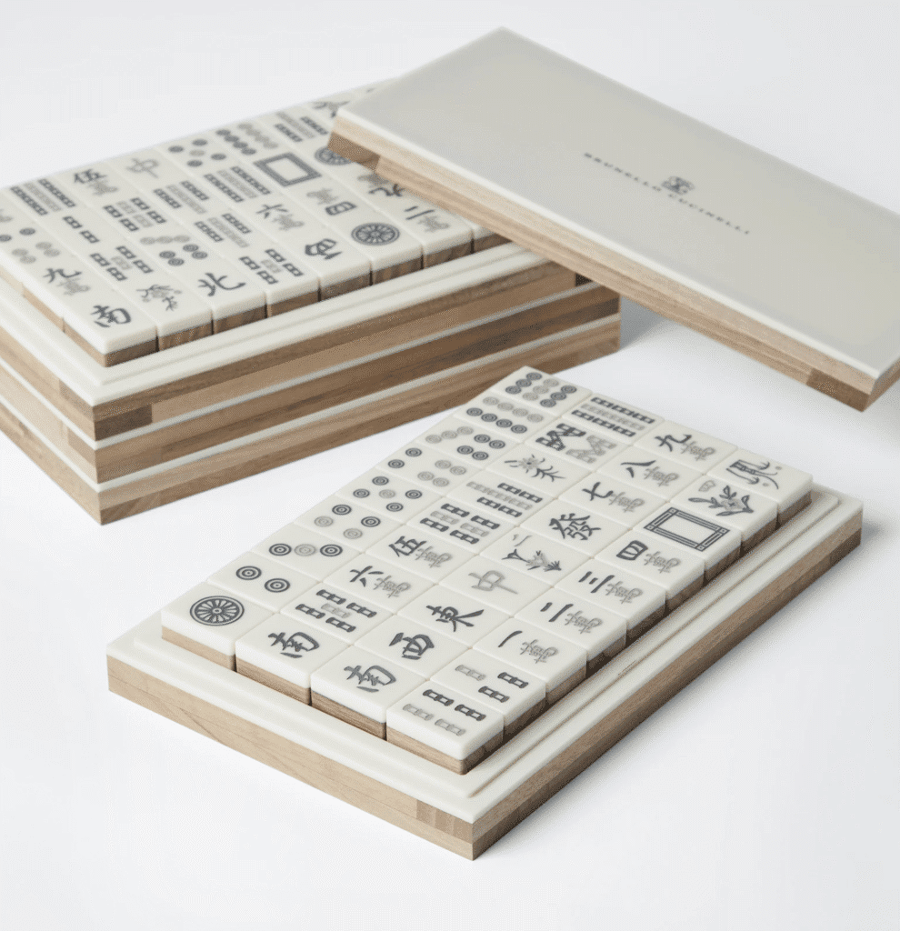 Brunello Cucinelli Walnut wood and Krion® Mahjong set