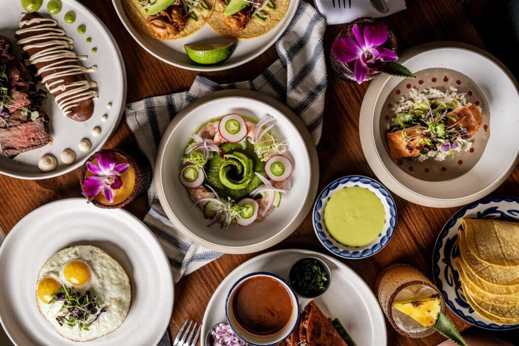 Inspired by Mexico City’s culinary scene, the menu features tacos, enchiladas, fajitas, and more. (Courtesy of Sueno)