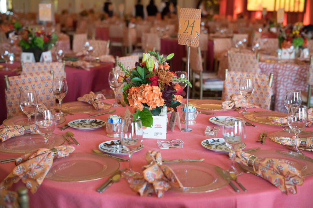 Table 24 waiting on its guests at Houston Botanic Garden's 2025 Luncheon: Building Branches (Photo by Daniel Ortiz)