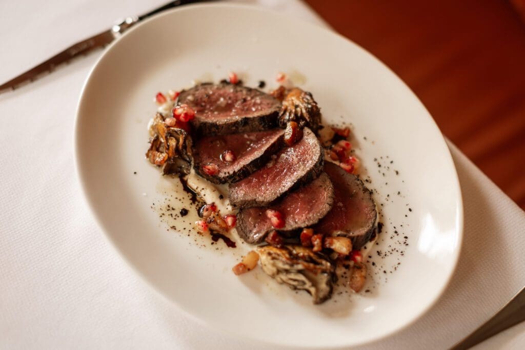 Chef Wes Whitsell created the Texas venison loin, among many other dishes, just for Georgie. (Photo by Beckley)