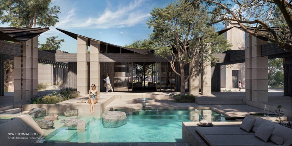 The property will also feature an 11,000 square foot spa & fitness center with 10 treatment rooms & sports courts, two resort-style pools, and more. (Courtesy rendering)