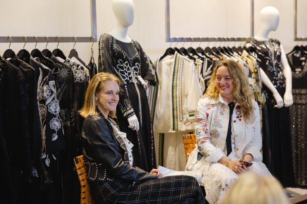 SheSpace co-founder Stephanie Tsuru with Alice Termperley at the Elizabeth Anthony tea and trunk show with the British designer  (Photo by Johnny Than)