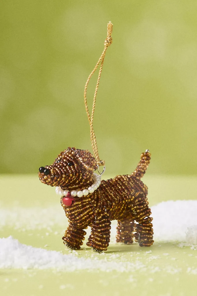 Anthropologie, Beaded Dog Ornament. 