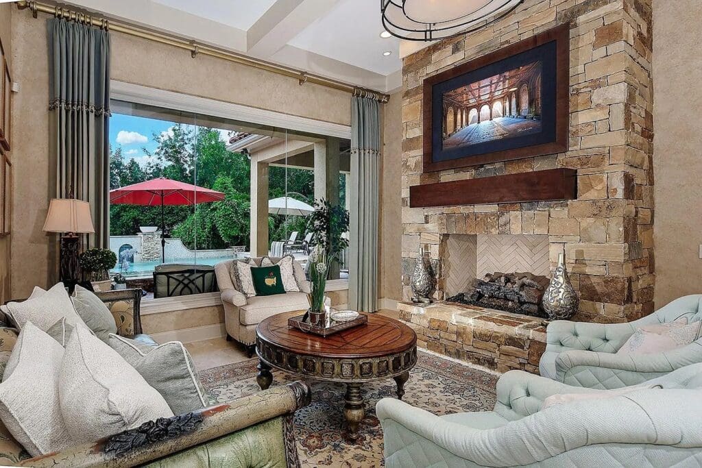 Your stockings will look wonderful hanging on this fireplace at 2 Lace Point.