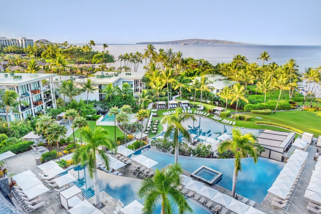 The resort features three spectacular cascading infinity pools on tiered levels, all with unobstructed ocean views. (Photo by Andaz Maui)