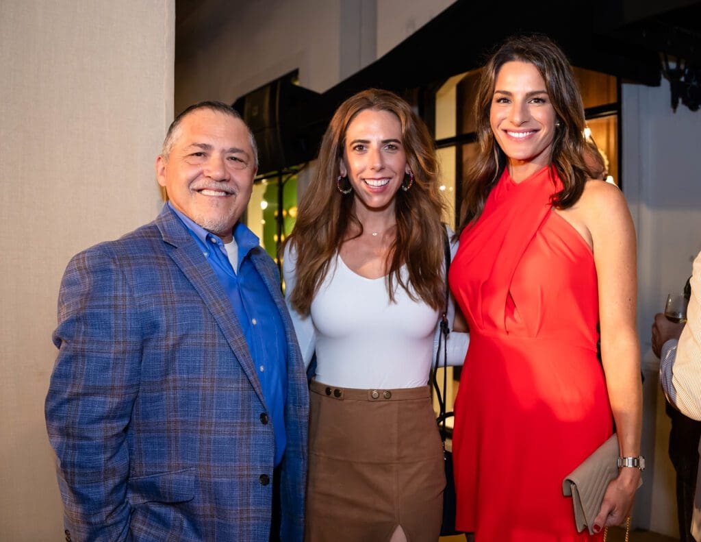 Bruce Padilla, Ashley Shafik, Sara Ritenour at the Elizabeth Anthony 'Go Red for Women' fashion event (Photography by Christina Griffin, WDR Imagery)