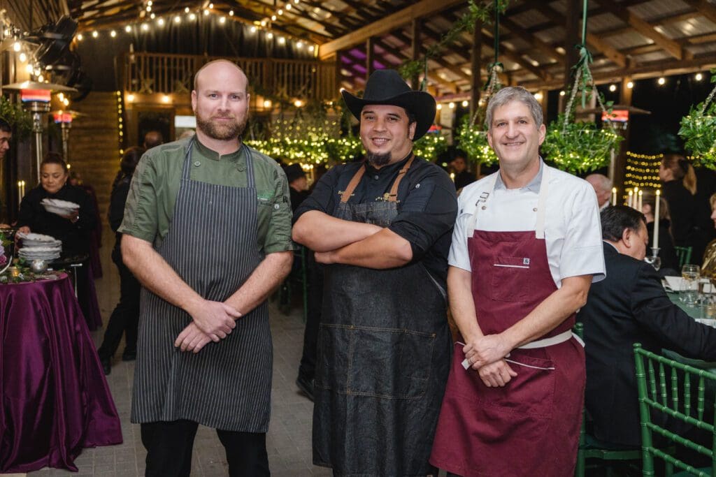 Chefs David Buckley, Erik Cruz and Ryan Pera at the 20th anniversary Delicious Alchemy banquet benefiting Recipe for Success Foundation (Photo by CatchLight Group)