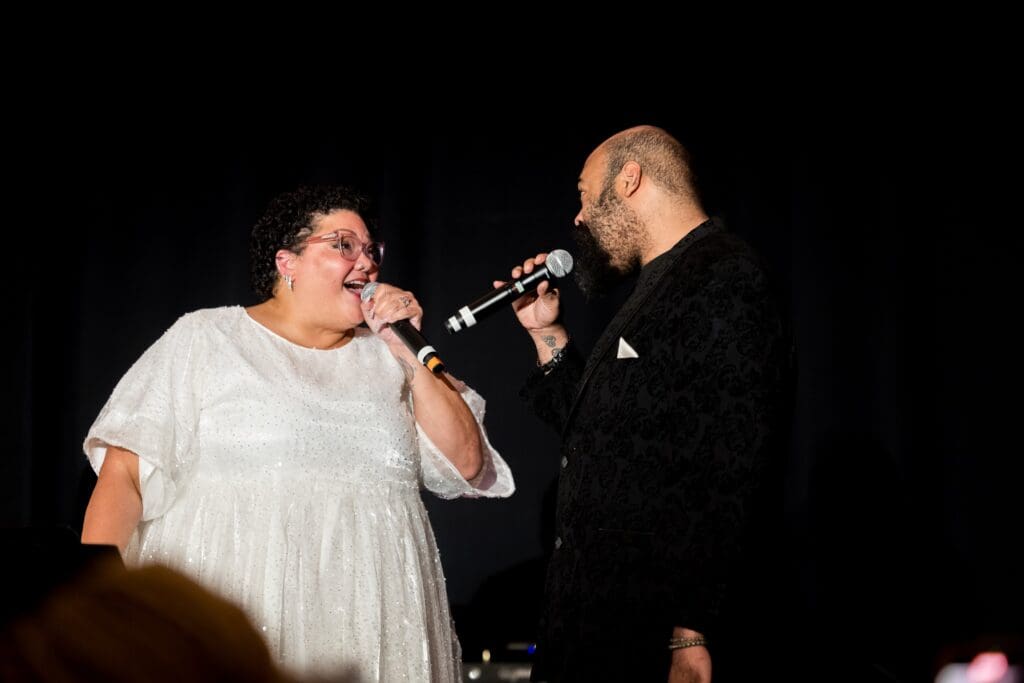 Christina Wells and LaBraska Washington croon at Houston Arts Alliance 2025 Gala: Luminescence (Photo by Hung Truong)