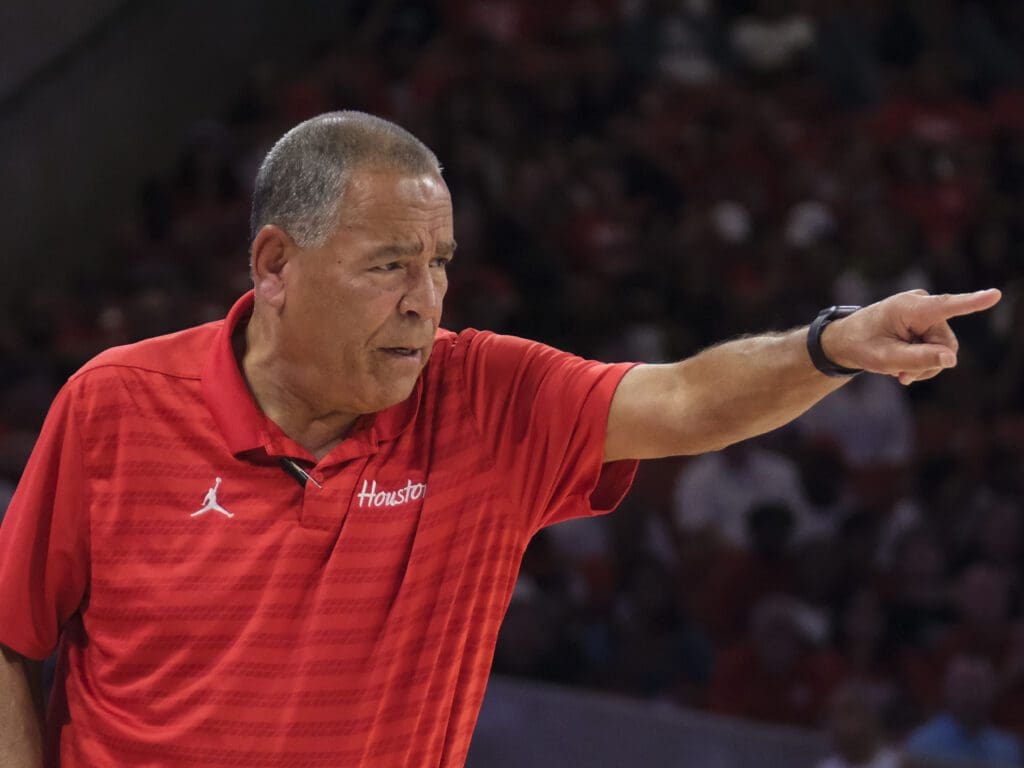 University of Houston coach Kelvin Sampson knows where his team needs to go. (Photo by F. Carter Smith)