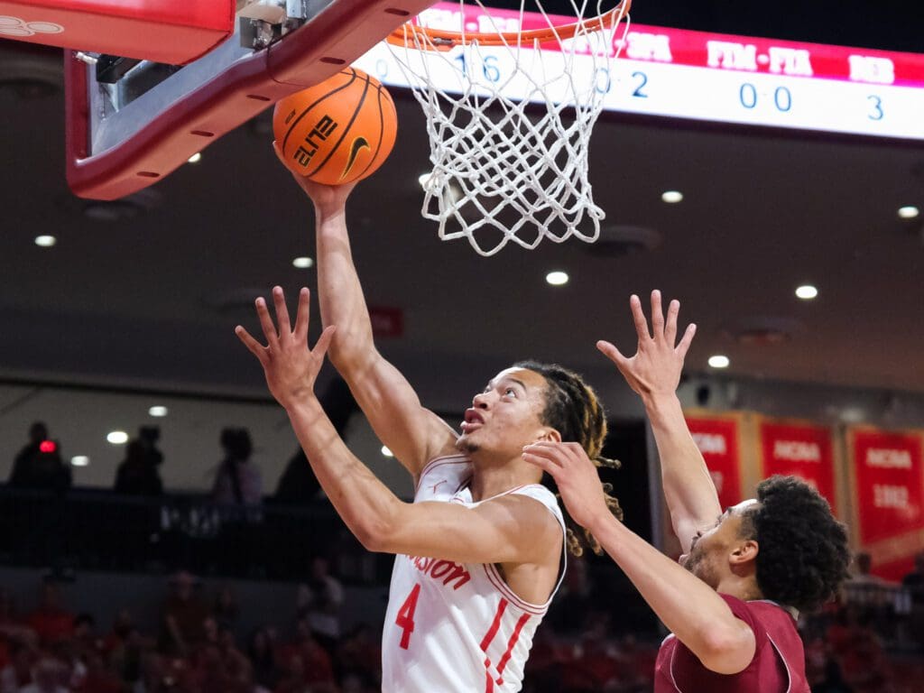 University of Houston point guard Kingston Flemings is creative around the basket. (Photo by F. Carter Smith)