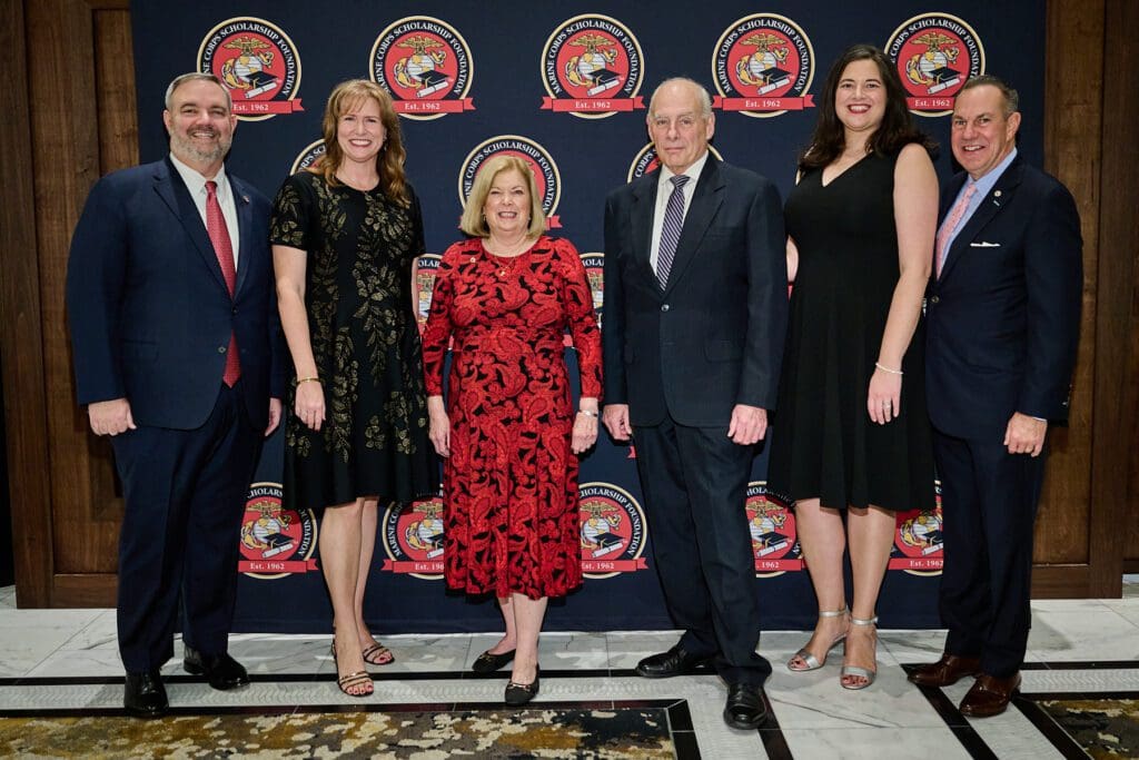 Marine Corps Scholarship Foundation Houston Awards Lone Star State Campaign Co-Chairs Ken & Jessica Neikirk, Honoree Karen Kelly, Gen. John F. Kelly USMC (Ret.), Kathleen Kelly, MCSF President and CEO Ted Probert