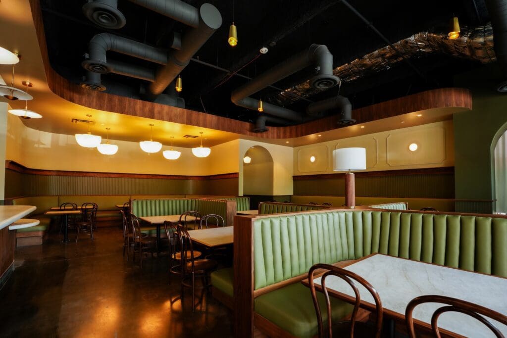 The 2,800-square-foot space, designed by the award-winning Garrison Design Office (GDO), features an elevated ambience with moody lighting, refined finishes, and millwork by Eric Rosprim of Objektfab, geared toward date nights and special events.
 (Photo by Michael Ma)