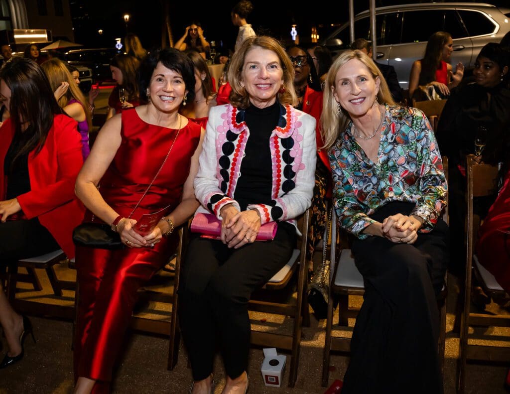 Sheri Reymond, Laurie Lashier, Shanda Mandell at the Elizabeth Anthony 'Go Red for Women' fashion event (Photography by Christina Griffin, WDR Imagery)