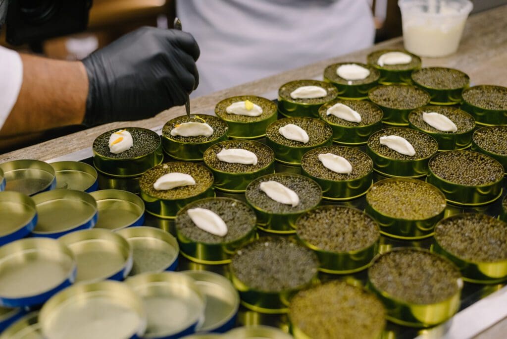 The caviar and crab salad appetizer by Michelin star chef Felipe Botero of La Jardinier for the BeDesign Chef Series No. 2