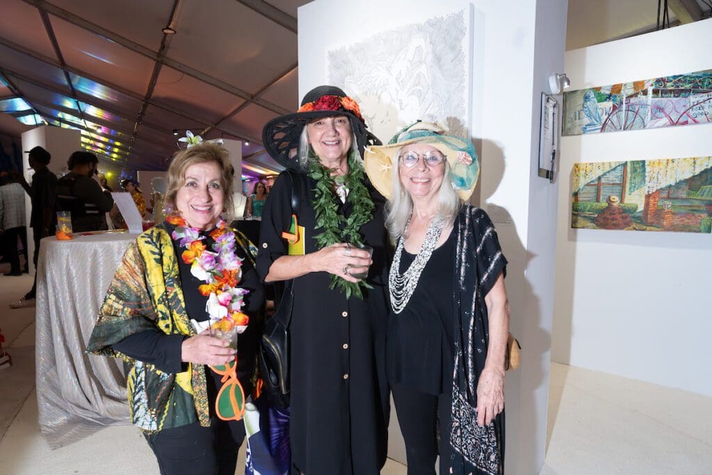 Sharon Kopriva, Sherry Owens, Magda Boltz-Wilson at Orange Show Barefoot Beach Ball (Photo by Daniel Ortiz)