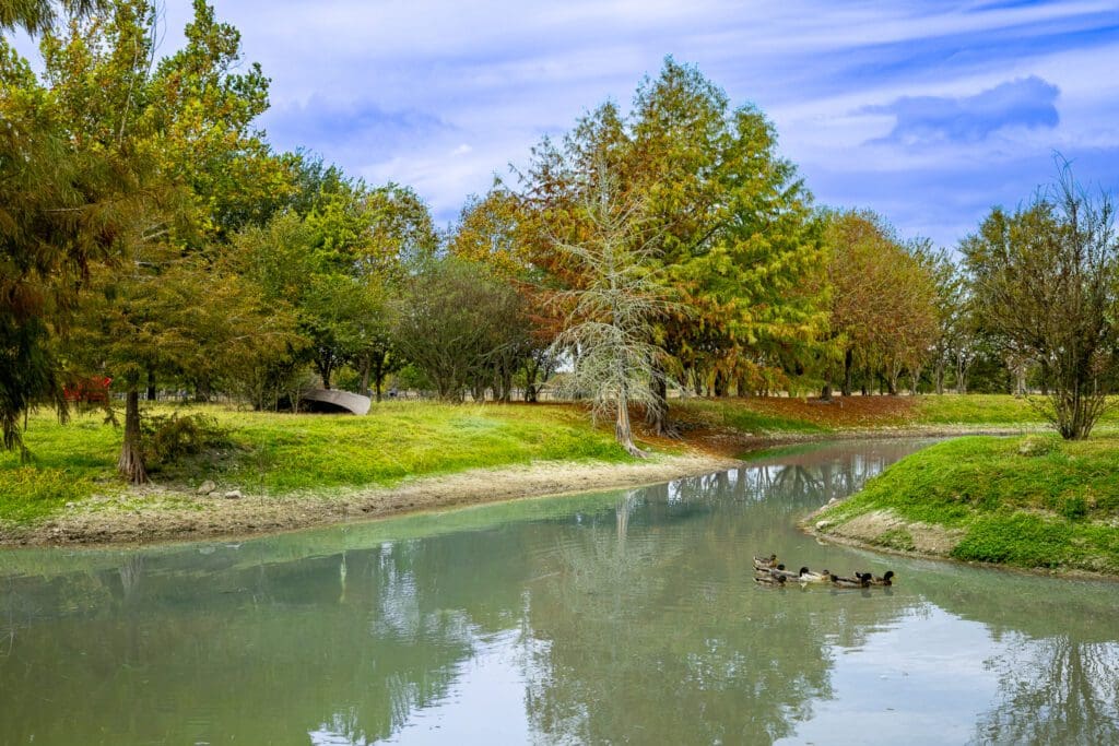 The private lake at 3100 Trails End in Brenham. (Photo by Courtesy of Nan & Company Properties)