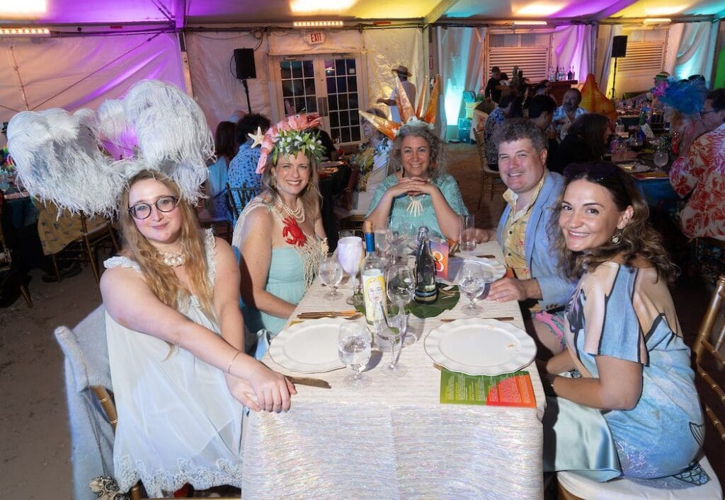 Helen Lueders, Andrea Condara, Anne & Jack Bellows, Melissa McDonnell Luján at Orange Show Barefoot Beach Ball  (Photo by Daniel Ortiz)
