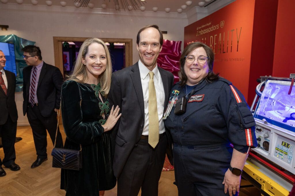 Brooke & Scott Hutson, Kangaroo crew team member at the Ambassadors for Texas Children’s Hospital Houston Holiday Party   (Photo by Jenny Antill/Texas Children's Hospital)