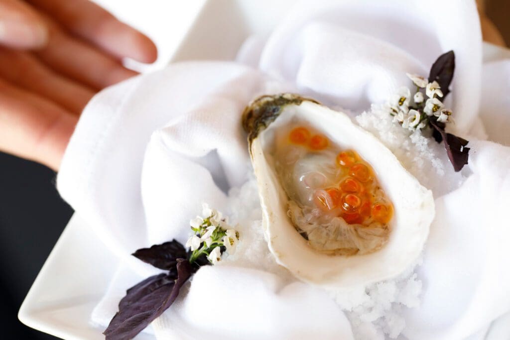 At COAST, diners choose between a prix-fixe savory or vegetarian degustation menu that showcases that season's best and brightest, with a majority of ingredients sourced from local farms. (Courtesy)