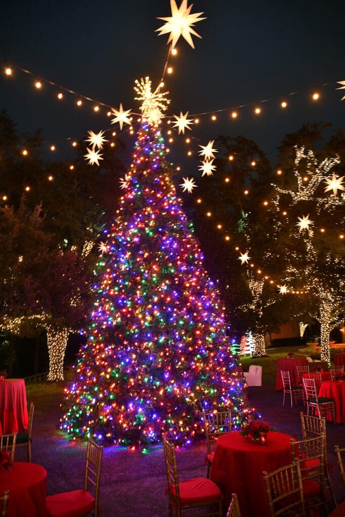 The massive outdoor tree at 'Santa's Elves'