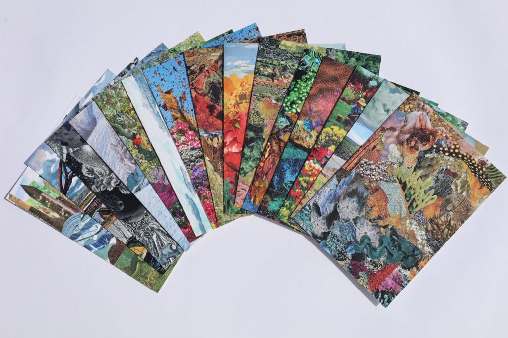 Along with fine jewelry, LNULA features greeting cards printed from hand-cut collages. (Courtesy)