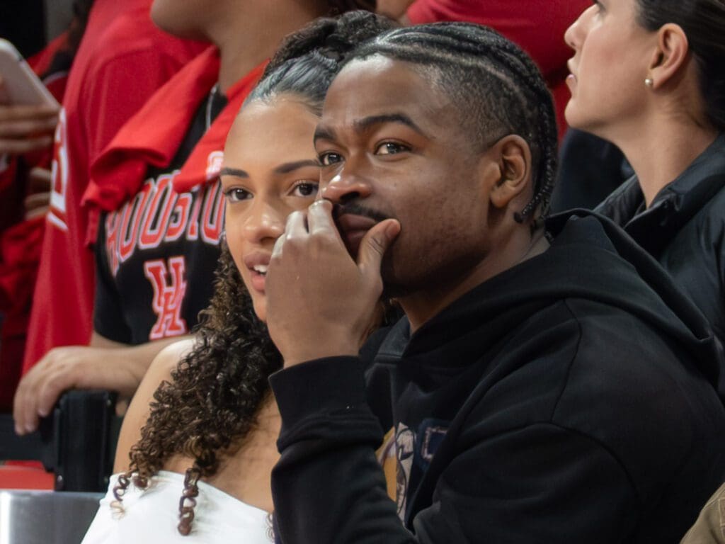 University of Houston Big 12 Player of the Year turned NBA starter Jamal Shead came back to Houston to visit his girlfriend and see his Coogs. (Photo by F. Carter Smith)