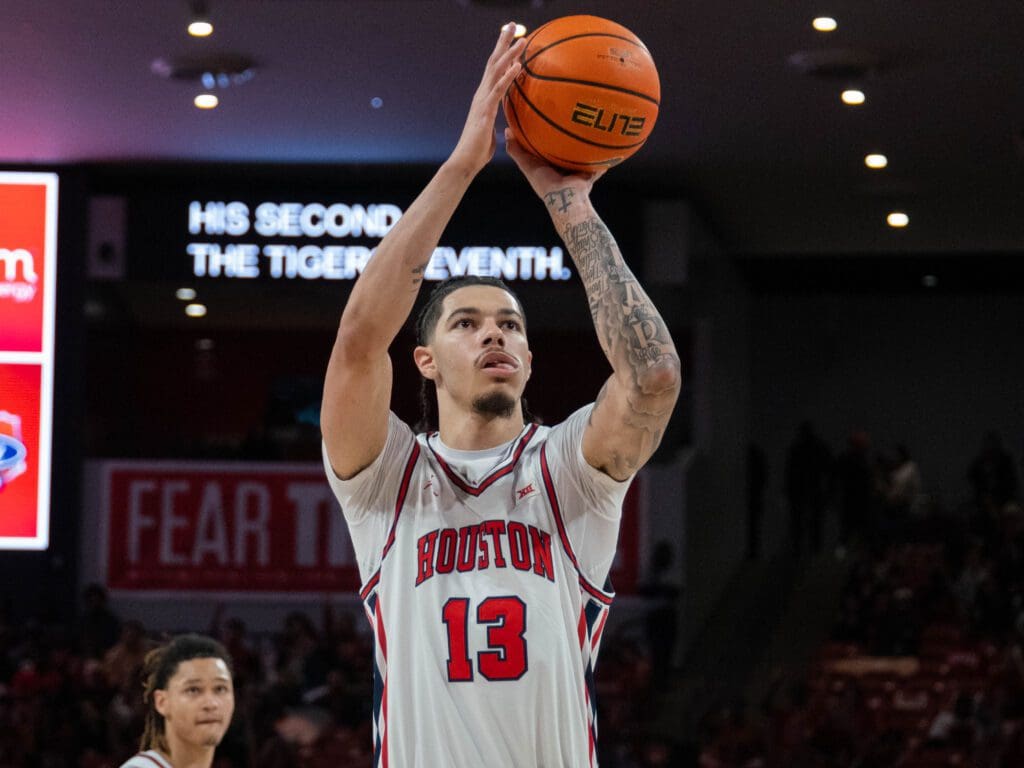 University of Houston center Jacob McFarland missed this free throw, but everything else was perfect in his incredible comeback. (Photo by F. Carter Smith)