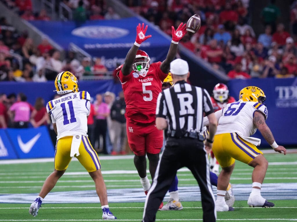 University of Houston defensive tackle Carlos Allen Jr. disrupted opposing offenses all season. (Photo by F. Carter Smith)