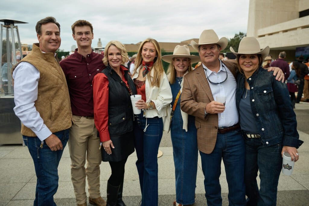 Dr. Ed Buckingham, Dalton Buckingham, Texas Land Dr. Commissioner Dawn Buckingham, Reagan McGinnis, Holly Townsend, Johnny & Debra Slaughter at the Lone Star Showdown tailgate (Photo courtesy of Cotton Holdings) (Photo by Courtesy of Cotton Holdings)