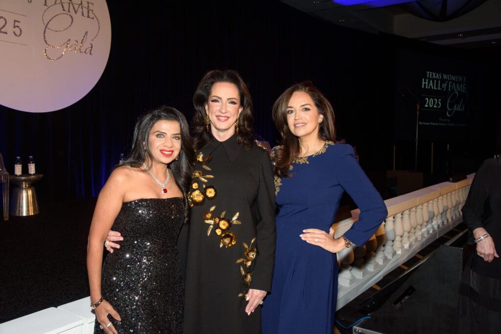 Chair Farida Abjani, Alicia Smith, Maria Moncada Alaoui at the Texas Women’s Hall of Fame Gala (Photo by Alexander's Fine Portrait Design)