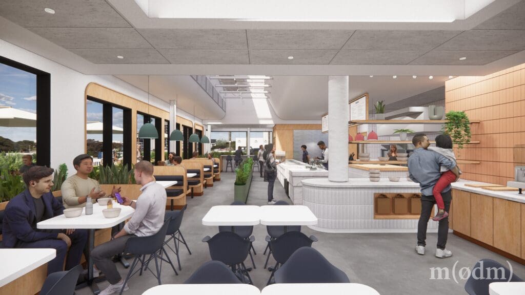 Inside the new Honest Mary's in The River Oaks Shopping Center designed by Mark Odom Studio. Photo by Becca Wright.