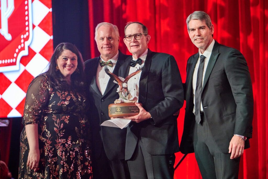 Lia Vallone, Jeff Gorski, Spindletop Award Recipient Richard Lynch, Bart Cahir at the Spindletop Community Impact Partners 51st annual Holiday Ball. (Photo by Fulton Davenport/PWL Studio)