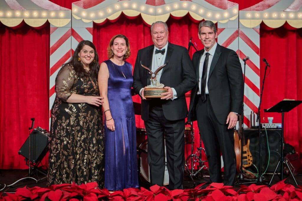Lia Vallone, Starlee Sykes, Spindletop Founders Award Recipient Lee Womble, Bart Cahir at the Spindletop Community Impact Partners' 51st annual Holiday Ball. (Photo by Fulton Davenport/PWL Studio)